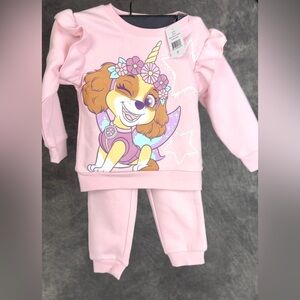 Paw Patrol Girls Pink 2-Piece Sweatsuit Set | Sweatshirt & Joggers | 3T | NWT